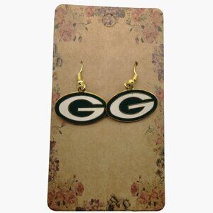 Green Bay Packers Logo Earrings Peter David Inc NFLP 1994 Vintage Oval Dangle